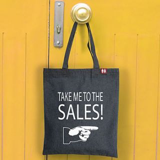 take me to the sales denim tote bag by a piece of ltd