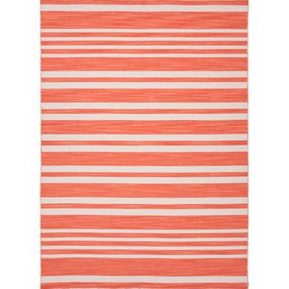 Handmade Flat Weave Stripe Pattern Red/ Orange Area Rug (8 X 10)
