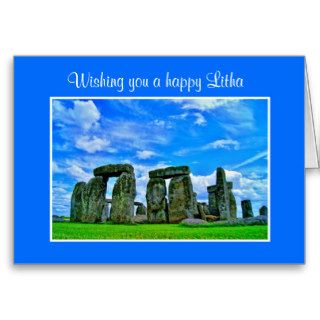Summer Solstice Blessings with stonehenge photo Greeting Card