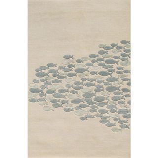 Ivory Hand tufted Transitional Animal print Area Rug (36 X 56)