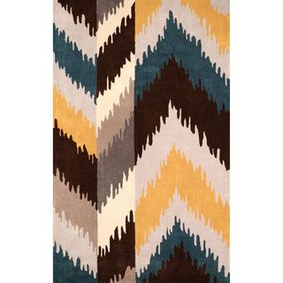 Nuloom Hand tufted Ikat Synthetics Gold Rug (76 X 96 )