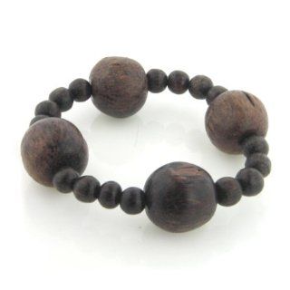 Dark Wood Beaded Bohemian Style Stretch Bracelet Link Bracelets Jewelry