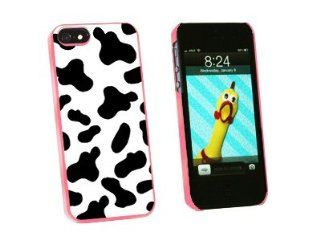 Graphics and More Cow Print Black White Snap On Hard Protective Case for iPhone 5/5s   Non Retail Packaging   Pink Cell Phones & Accessories