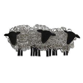 three sheep silver brooch by am jewellery