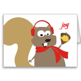 Funny squirrel acorn gift Christmas holiday cards