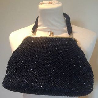 vintage navy beaded evening bag by ava mae designs