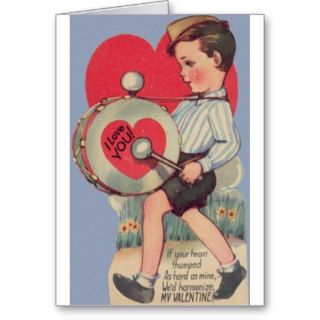 Vintage Drummer Boy Valentine's Day Card