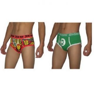 2 PACK Mens Super Heroes Stretch Briefs / Underwear Green Lantern & Ironman   Green & Red (Size S) at  Mens Clothing store