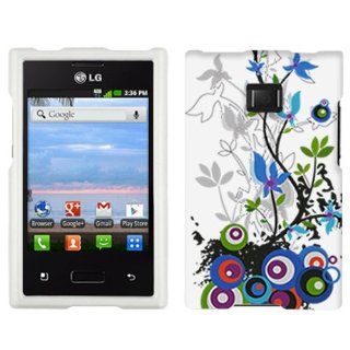 LG Optimus Dynamic White Sprint Flower Hard Case Phone Cover Cell Phones & Accessories