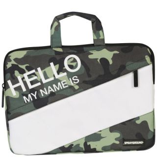 Sprayground Hello My Name is 15 Inch Laptop Case   Green/Camo      Mens Accessories