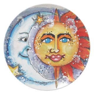 Sun and Moon Design Dinner Plates