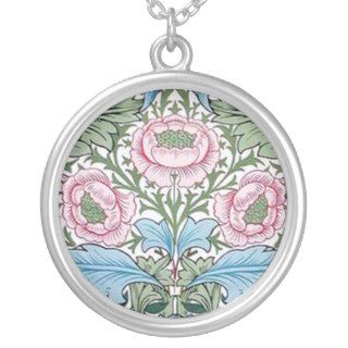 William Morris Myrtle Chintz Rose Pattern Necklace