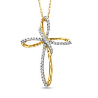 CT. T.W. Diamond Looped Cross Pendant in 10K Gold   Zales