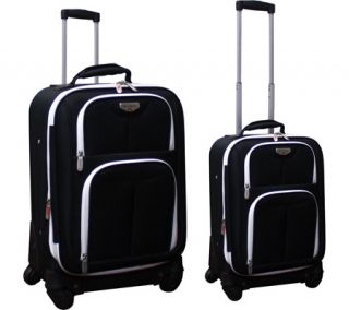 Travelers Club Dublin 2 Piece Expandable 4 Wheel Luggage Set   Black/White