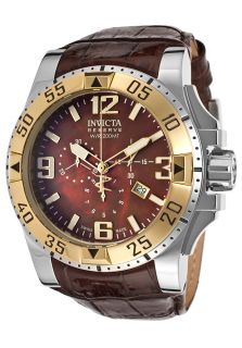 Invicta 80714  Watches,Mens Excursion Reserve Brown Genuine Leather Chrono Brown MOP Dial, Casual Invicta Quartz Watches