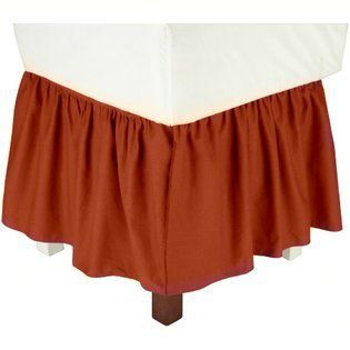 600Tc Solid Ruffle Bed Skirt Brick Red color CalKing Size 14" Drop Length   Fitted Sheet