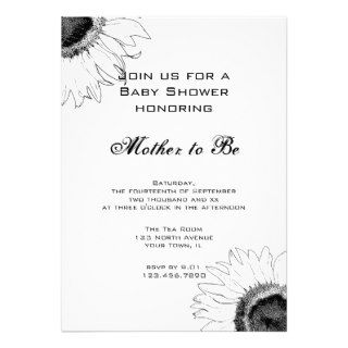 Black and White Sunflower Baby Shower Invitation