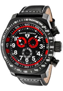 Swiss Legend 22828 BB 01 RA  Watches,Mens SL Pilot Chronograph Black Dial Black IP Case Black Leather, Chronograph Swiss Legend Quartz Watches