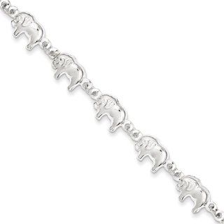 Sterling Silver Elephant Bracelet Length 7" Link Bracelets Jewelry