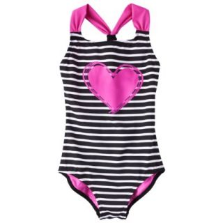 Girls 1 Piece Heart Swimsuit