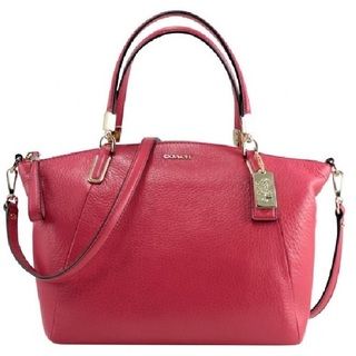 Coach 'Madison Kelsey' Small Pink Scarlet Leather Satchel Coach Satchels