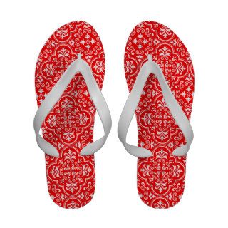Red Color Complementing Moroccan Tile Sandals