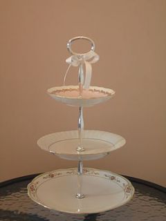 pink roses cake stand by teacup candles