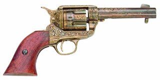 Denix Old West Replica Fast Draw Gold Engraved Revolver Non Firing Gun   Unique Decorative Items