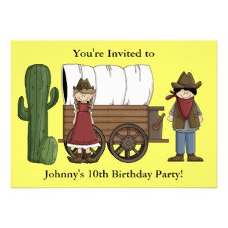 Cowboy or Cowgirl Child Party   Kids Western Personalized Invitation