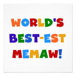 World's Best est Memaw Bright Colors Tshirts Personalized Invite