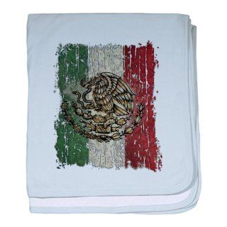 Baby Blanket Sky Blue Mexican Flag Mexico Grunge  Nursery Swaddling Blankets  Baby