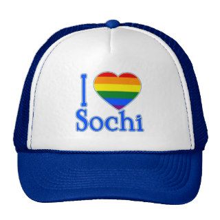 I Heart Sochi with Rainbow Heart Mesh Hat