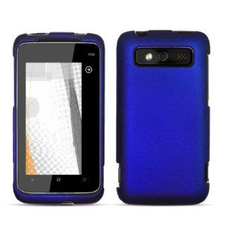 HTC 6985, 7 Trophy Cell Phone Snap on Cover Solid Dark Blue (Rubberized) Verizon Cell Phones & Accessories
