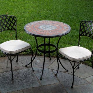Alfresco Home Asti Indoor Outdoor Marble Mosaic Bistro Set, 30 Inch  Patio Dining Chairs  Patio, Lawn & Garden