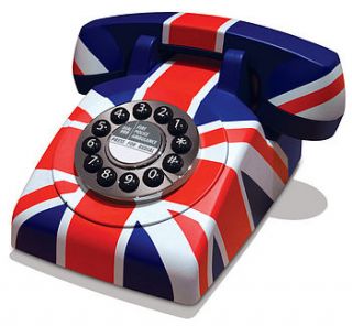 vintage style union jack telephone by protelx ltd