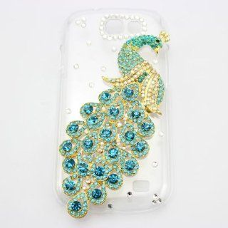 piaopiao bling 3D clear case peacock diamond crystal hard back cover for Samsung Galaxy Express i8730 (light blue) Cell Phones & Accessories