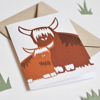 highland cow greeting cards  pack of four by emily hogarth
