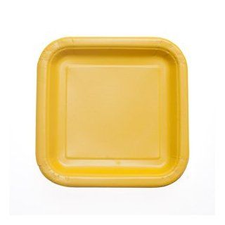 7" Yellow Square Plates Party Plates Kitchen & Dining
