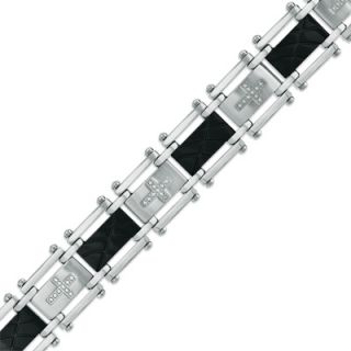 Mens Shaquille ONeal 1/4 CT. T.W. Diamond Cross Bracelet in Two Tone