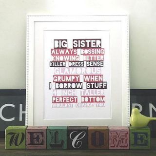 big sister personalised prints by that lovely shop