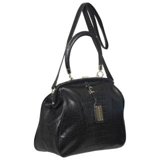 French Connection Womens Sneaky Croc Tote/Crossbody Bag   Black Croc      Womens Accessories
