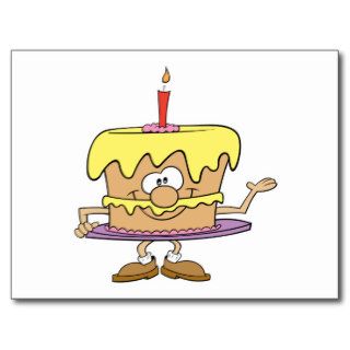 happy silly birthday cake cartoon postcard