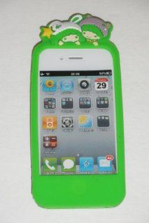 Little Twin Star "Neon Green / Light Green" Protective Silicone Gel Case Cover Embossed Pop Up Characters With Twins, Bunny & Stars For iPhone 4S or iPhone 4 Cell Phones & Accessories