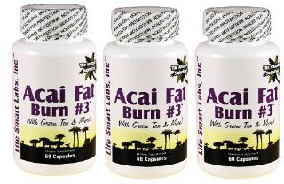 ACAI Fat Burn #3  (3 Bottles) all Pure Diet Pill with Green Tea, Grapefruit, Apple Cider, and more for Weight Loss and fat burning Health & Personal Care