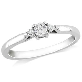Lab Created White Sapphire and Diamond Accent Three Stone Promise Ring