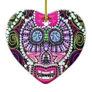 Sweet Sugar Skull With Pink Bow Christmas Tree Ornaments