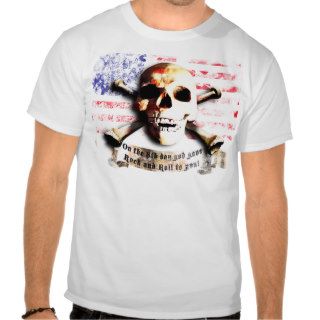 rock and roll skull flag and guitars tee shirts