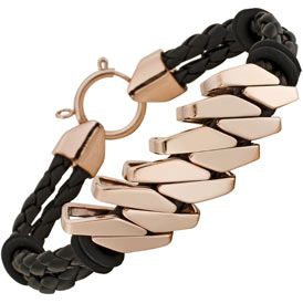 Invicta 5968  Jewelry,Elements Black Woven Leather & 18k Gold Plated Bracelet, Fashion Jewelry Invicta Bracelets Jewelry