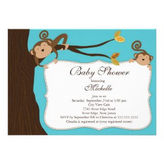 Cute Little Monkey Baby Shower Invitation