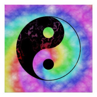 Faded Rainbow Yin Yang Poster